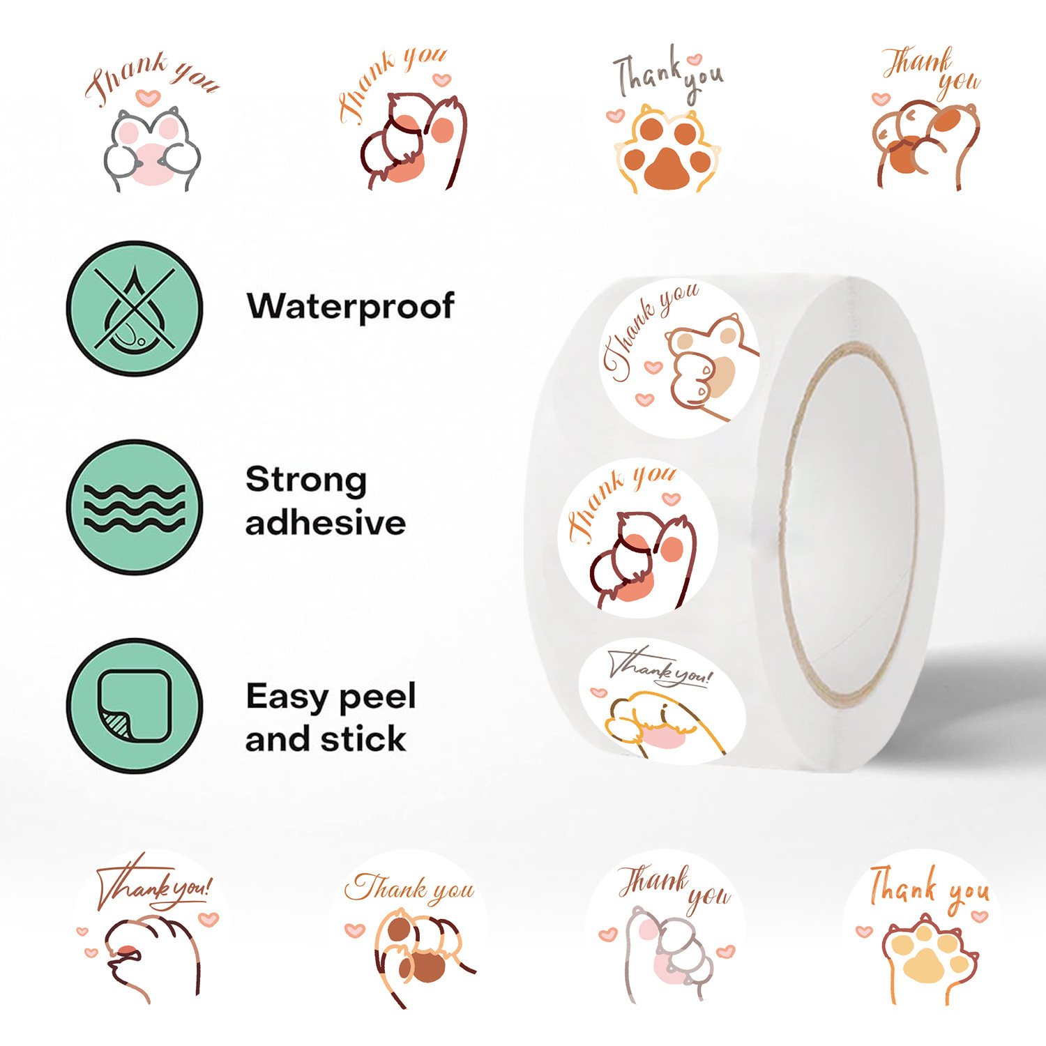 JCAC 500 шт./рулон, милые накл – обзор и цена Sticker Label Roll